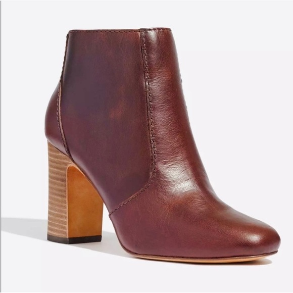 Madewell beautiful maroon leather heeled ankle booties NEW - Picture 1 of 6